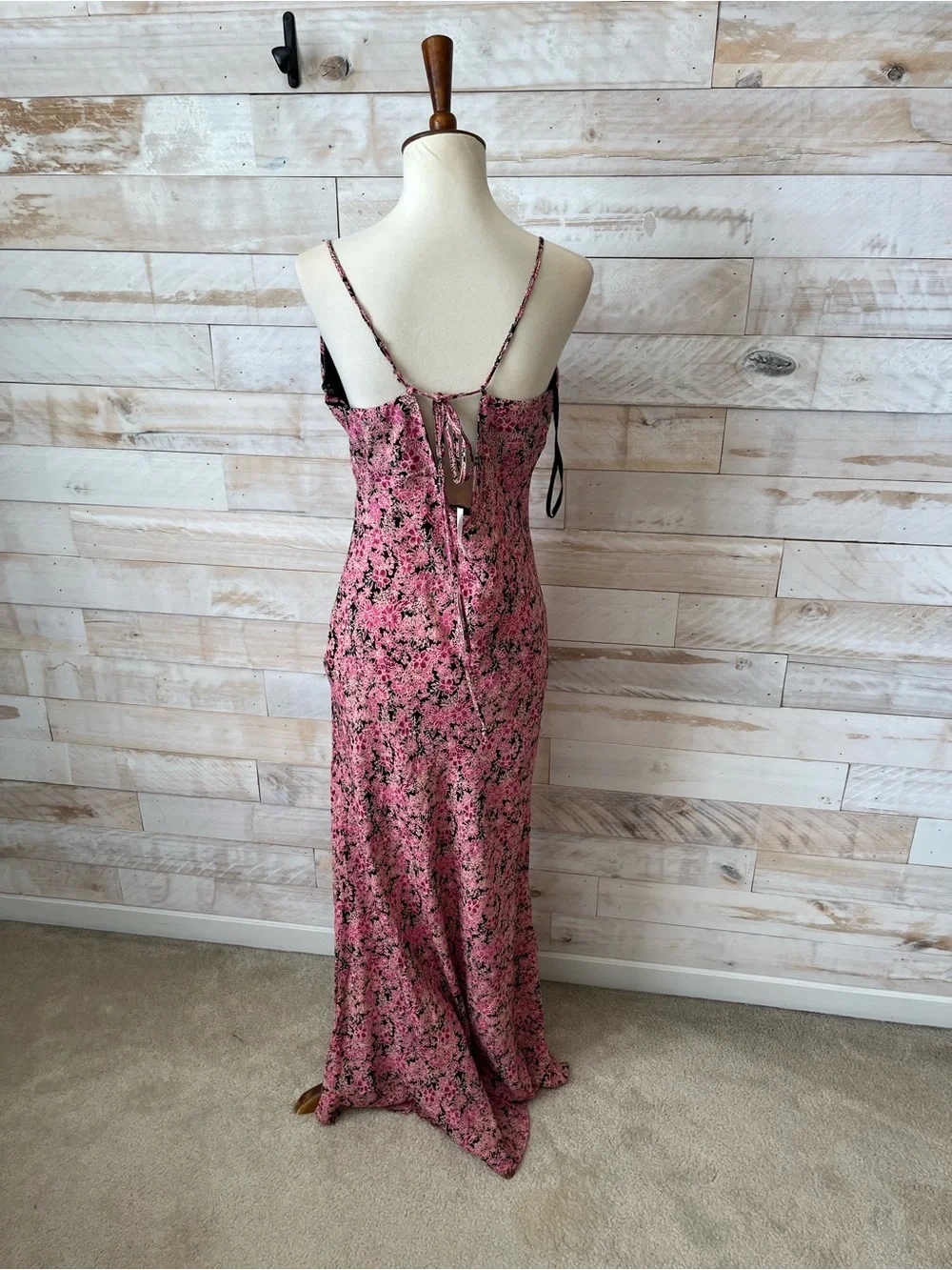 NWT Free People size L Bon Voyage midi dress in black combo